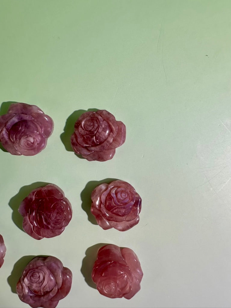 Purple Rose Quartz Rose | Crystal Flower Carving