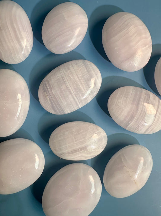 Pink Mangano Calcite Palm Stone