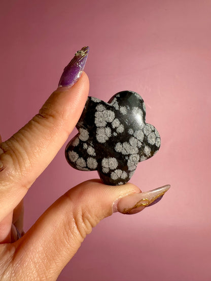 Snowflake Obsidian Flower Worry Stone | Pocket Crystal