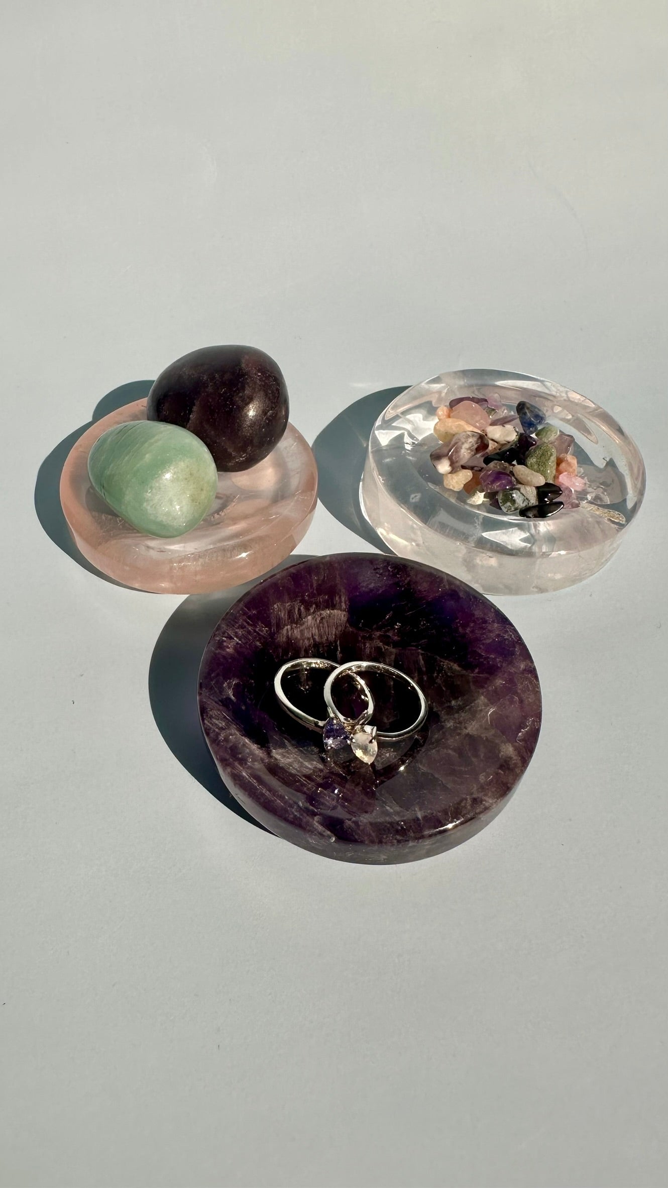 Crystal Sphere Holder Dish (Rose Quartz, Amethyst, Clear Quartz) - You Pick!
