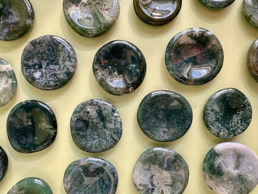 Moss Agate Worry Stone