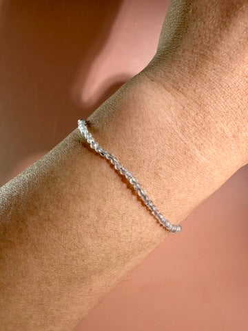 2mm Clear Quartz Adjustable Beaded Bracelet