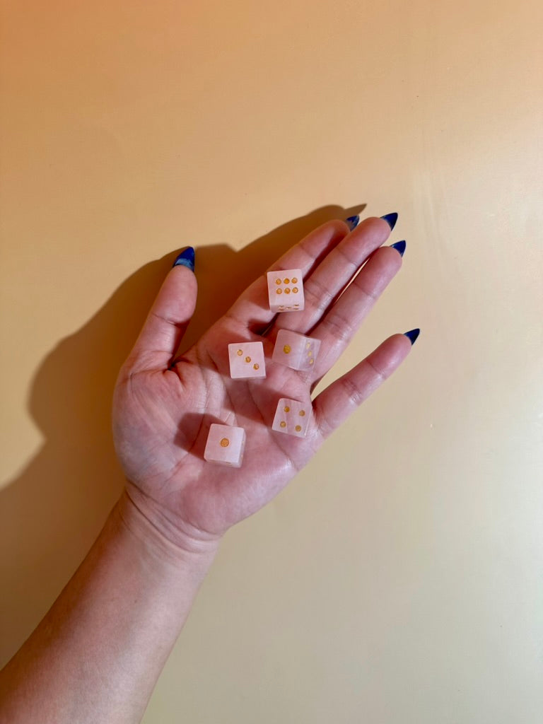 Rose Quartz Crystal Dice | Set of 2