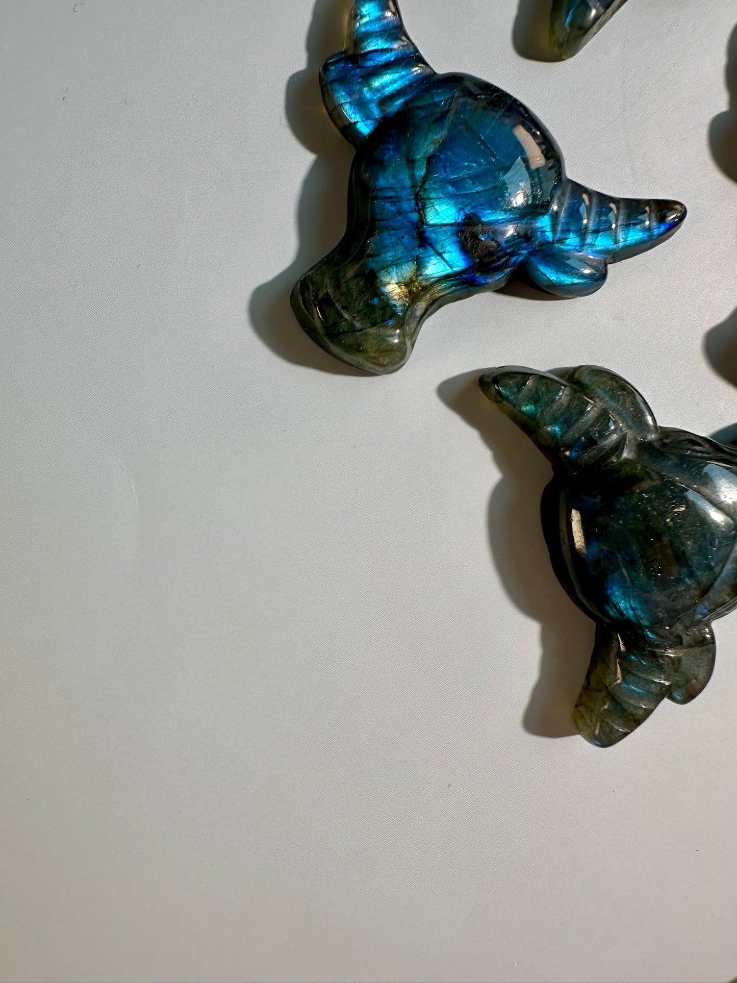 Flashy Labradorite Taurus Bull Head Carving