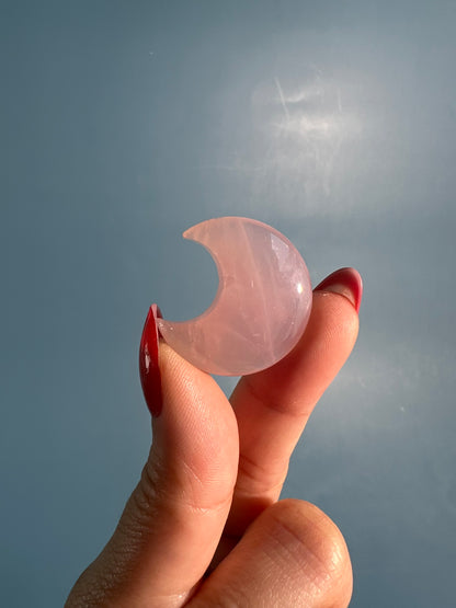 Small Rose Quartz Crescent Moon | Pink Crystal Carving