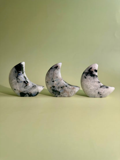 Rainbow Moonstone Standing Moon Carving