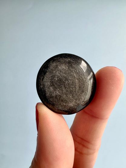Silver Sheen Obsidian Mini Flat Palm