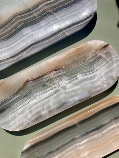 Banded Onyx Long Oval Tray