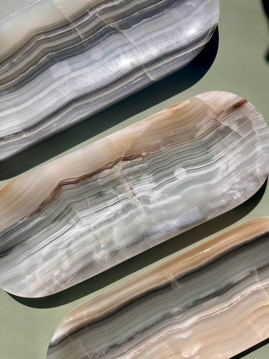 Banded Onyx Long Oval Tray