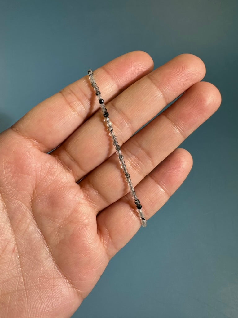 2mm Tourmaline in Quartz Adjustable Beaded Bracelet