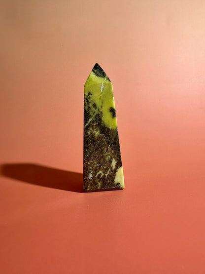 Serpentine with Pyrite Tower (Peru) Option C | Renewal, Confidence & Grounding Crystal