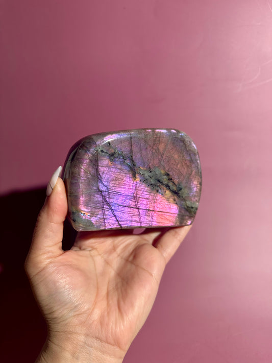 Large Purple Flash Labradorite Standing  Freeform – Option N