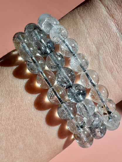 8mm Quartz with Biotite Inclusions Bracelet