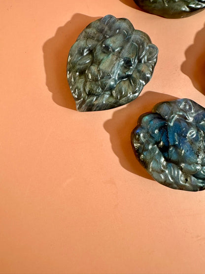 Labradorite Lion Head | Flashy Crystal Carving