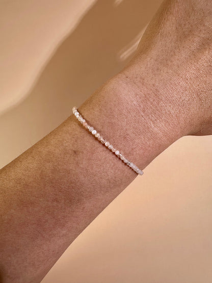2mm Peach Moonstone Adjustable Beaded Bracelet