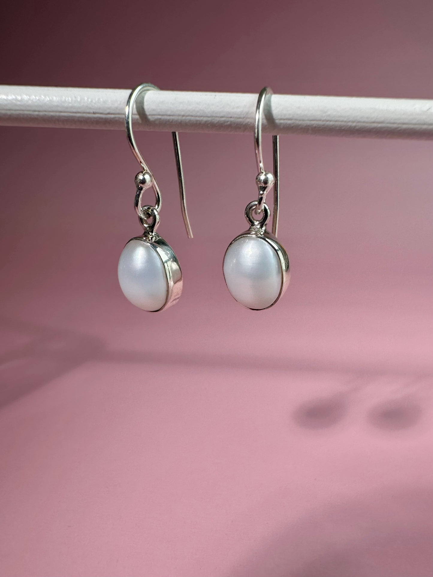925 Sterling Silver Pearl Dangle Earrings