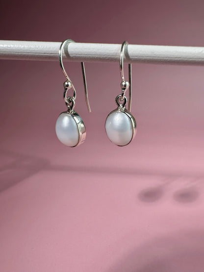 925 Sterling Silver Pearl Dangle Earrings