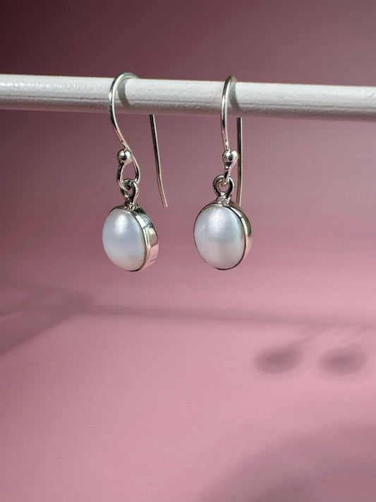 925 Sterling Silver Pearl Dangle Earrings