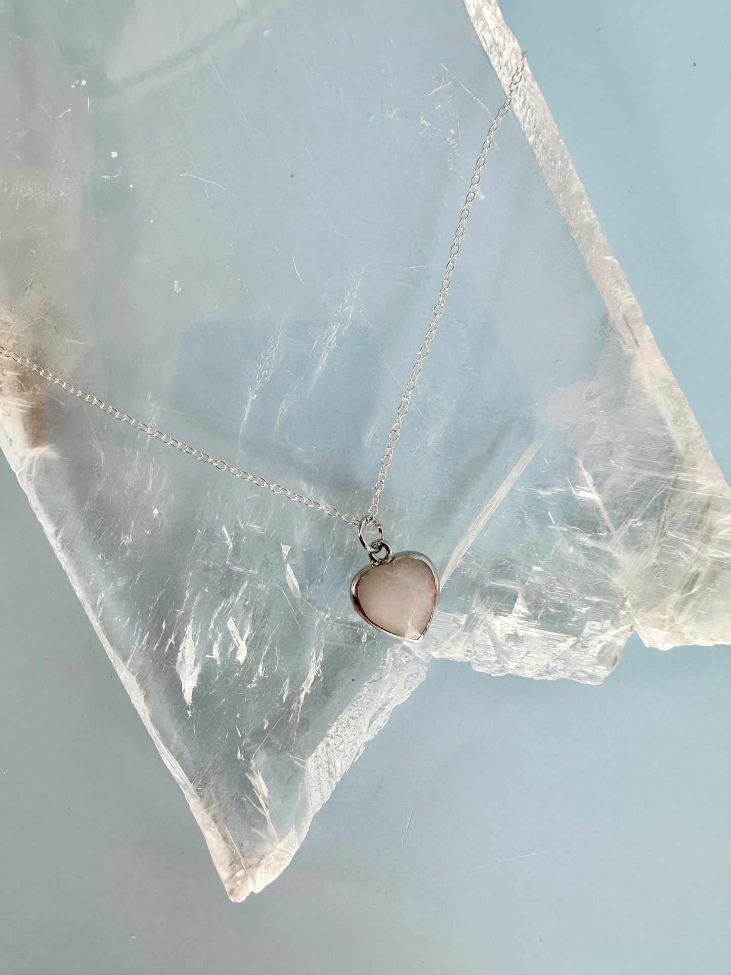 Brass Base with Silver Electroplated Finish White Jade Heart Necklace