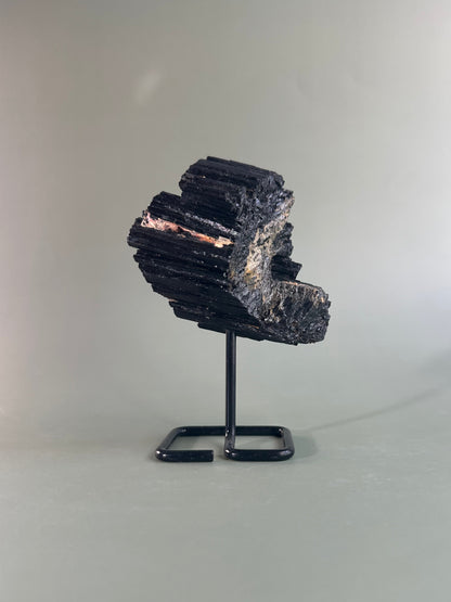 Raw Black Tourmaline on Pinned Stand – B