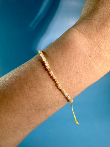 2mm Rutilated Quartz Adjustable Beaded Bracelet