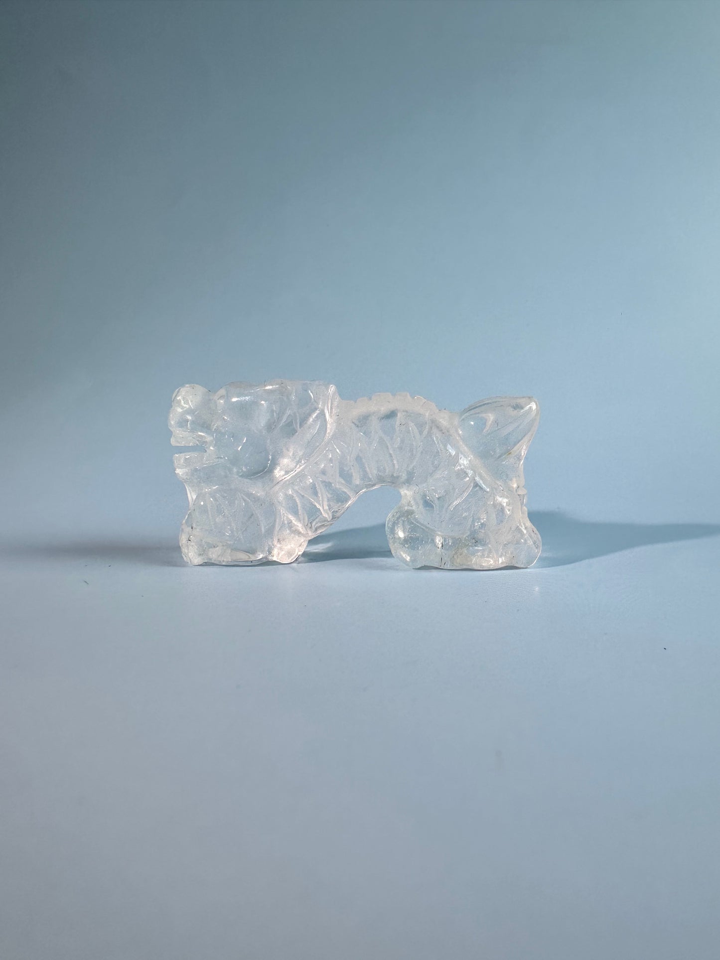 Clear Quartz Chinese Long Dragon Carving Talisman