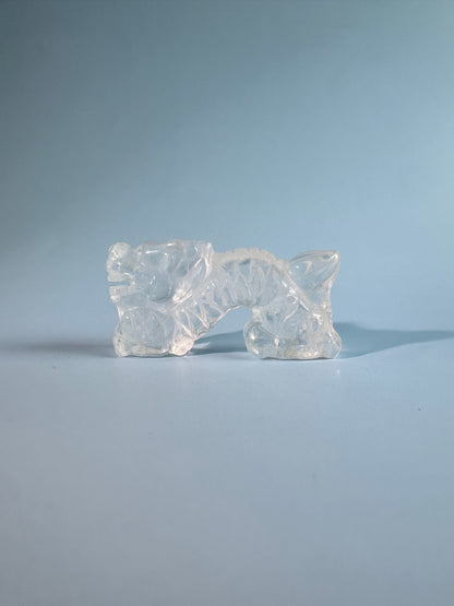 Clear Quartz Chinese Long Dragon Carving Talisman