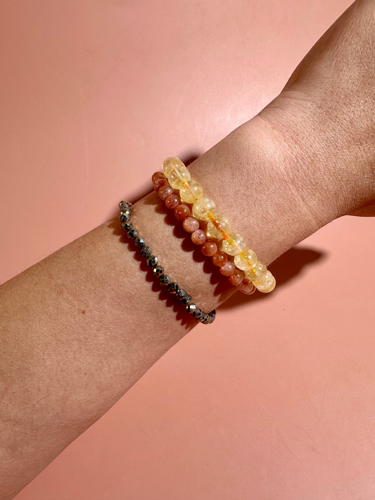 Bracelet Bundle Set: “Golden Prairie" - Satin Spar (Selenite), Yellow Crazy Lace Agate, Mookaite Jasper