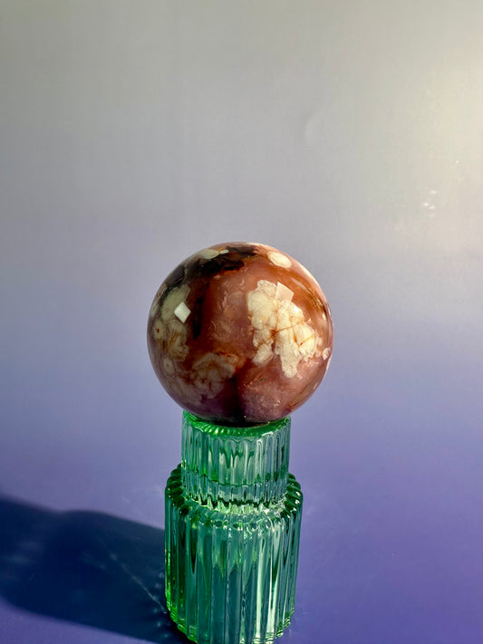 Carnelian Flower Agate Sphere Option B | One-of-a-Kind Collector Crystal