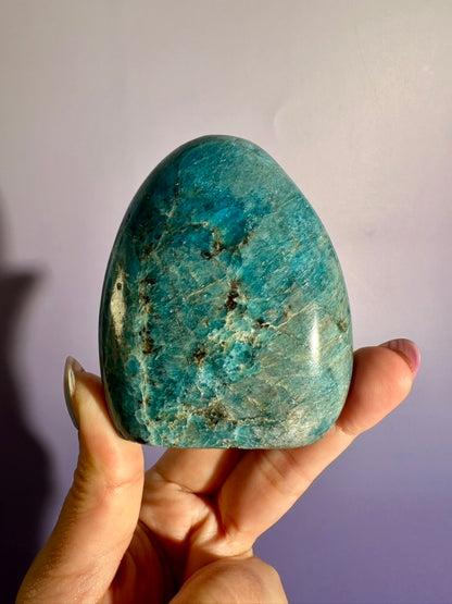 Blue Apatite Standing Freeform – Option B | Creativity, Manifestation & Collector Crystal