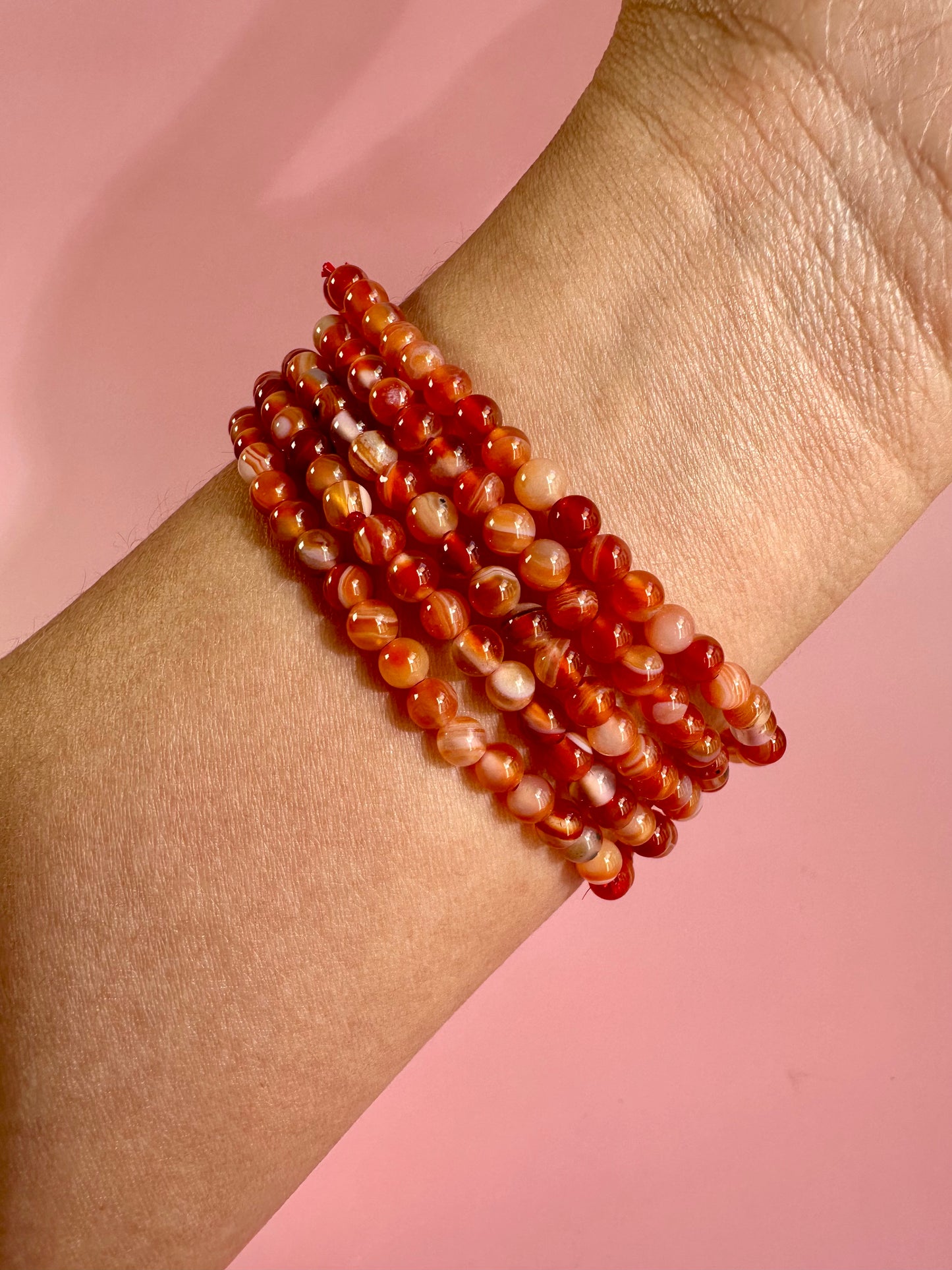 4mm Banded Carnelian Beaded Bracelet