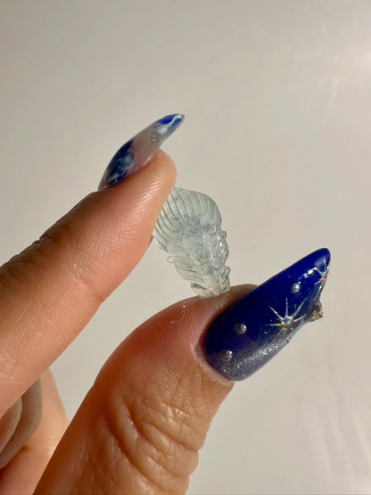 Mini Aquamarine Feather | Blue Crystal Carving