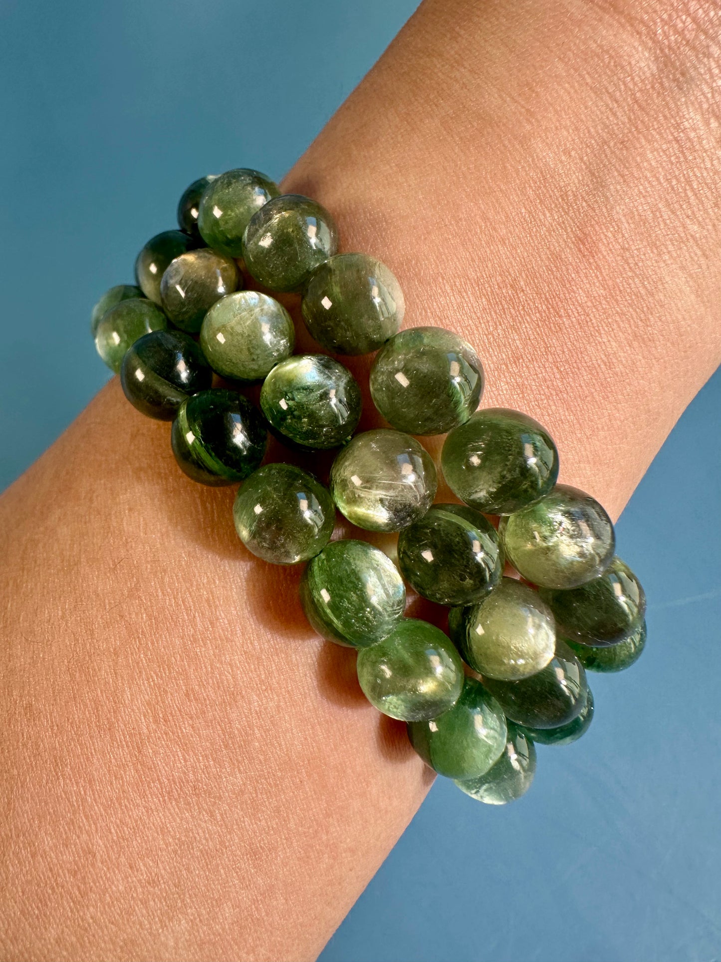 10mm Green Mica Beaded Bracelet