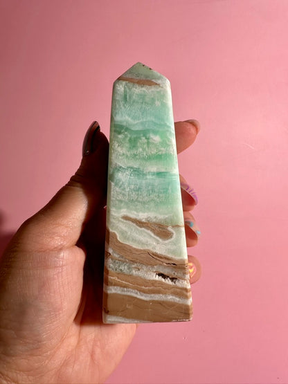 Caribbean Calcite Tower – Option A | Tranquility, Intuition & Ocean-Inspired Energy
