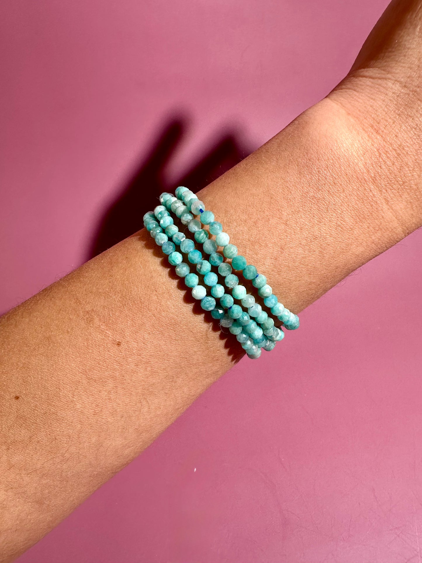 3mm Faceted Amazonite Beaded Bracelet | Harmony, Truth & Calm Energy