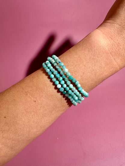3mm Faceted Amazonite Beaded Bracelet | Harmony, Truth & Calm Energy