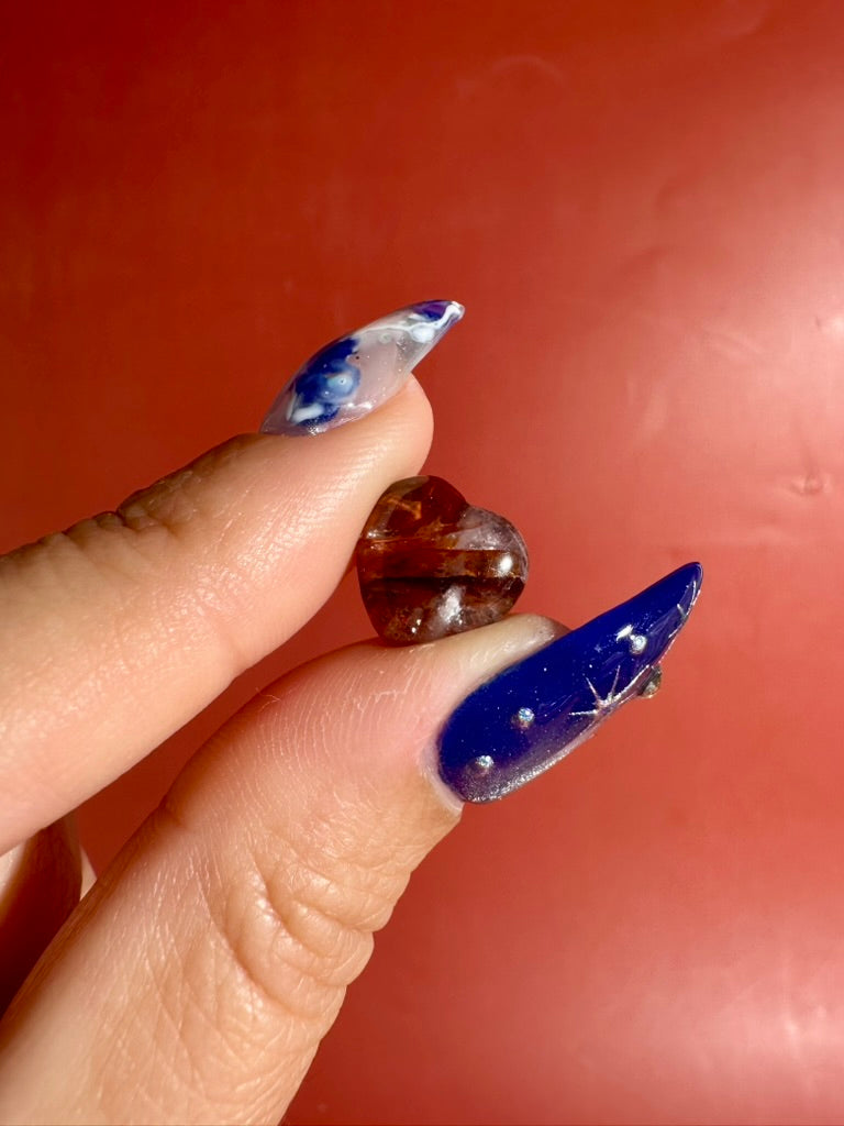 Teeny Fire Quartz Heart | Hematoid Quartz Crystal