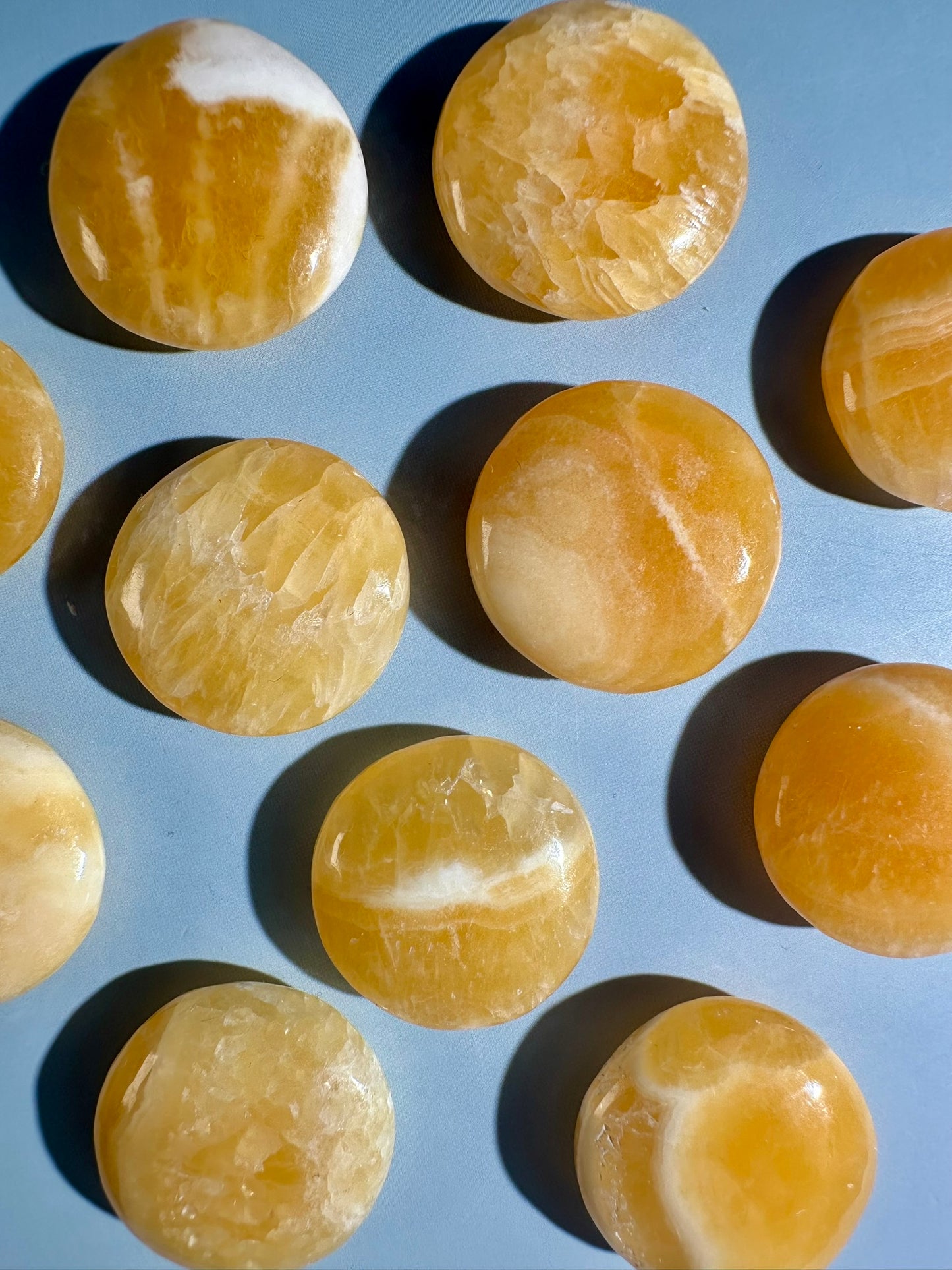 Orange Calcite Mini Round Flat Palm