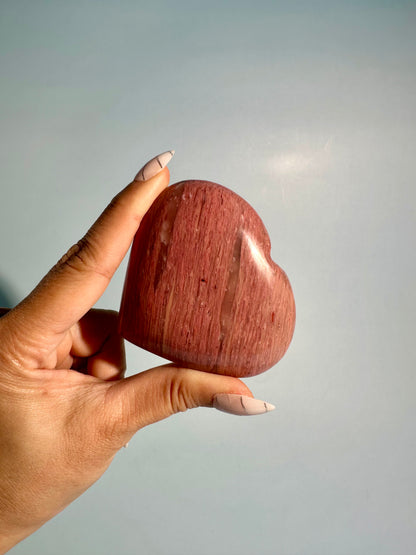 Pink Petrified Wood Self Standing Heart Carving
