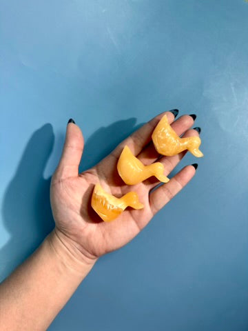 Orange Calcite Duck Carving