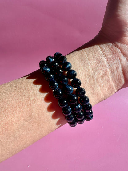 8mm Blue Tiger’s Eye Beaded Bracelet