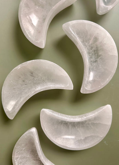 Satin Spar (Selenite) Crescent Moon Dish