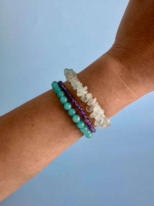 Bracelet Bundle Set: “Still Waters” - Aquamarine, Amazonite, Amethyst