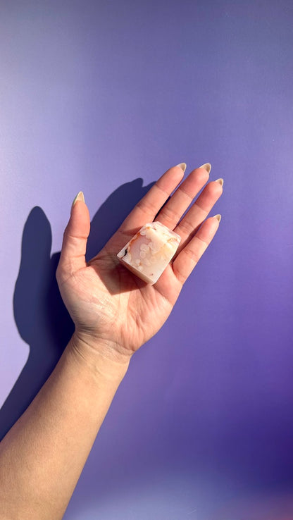 Pink Carnelian Flower Agate Gusher – Option C