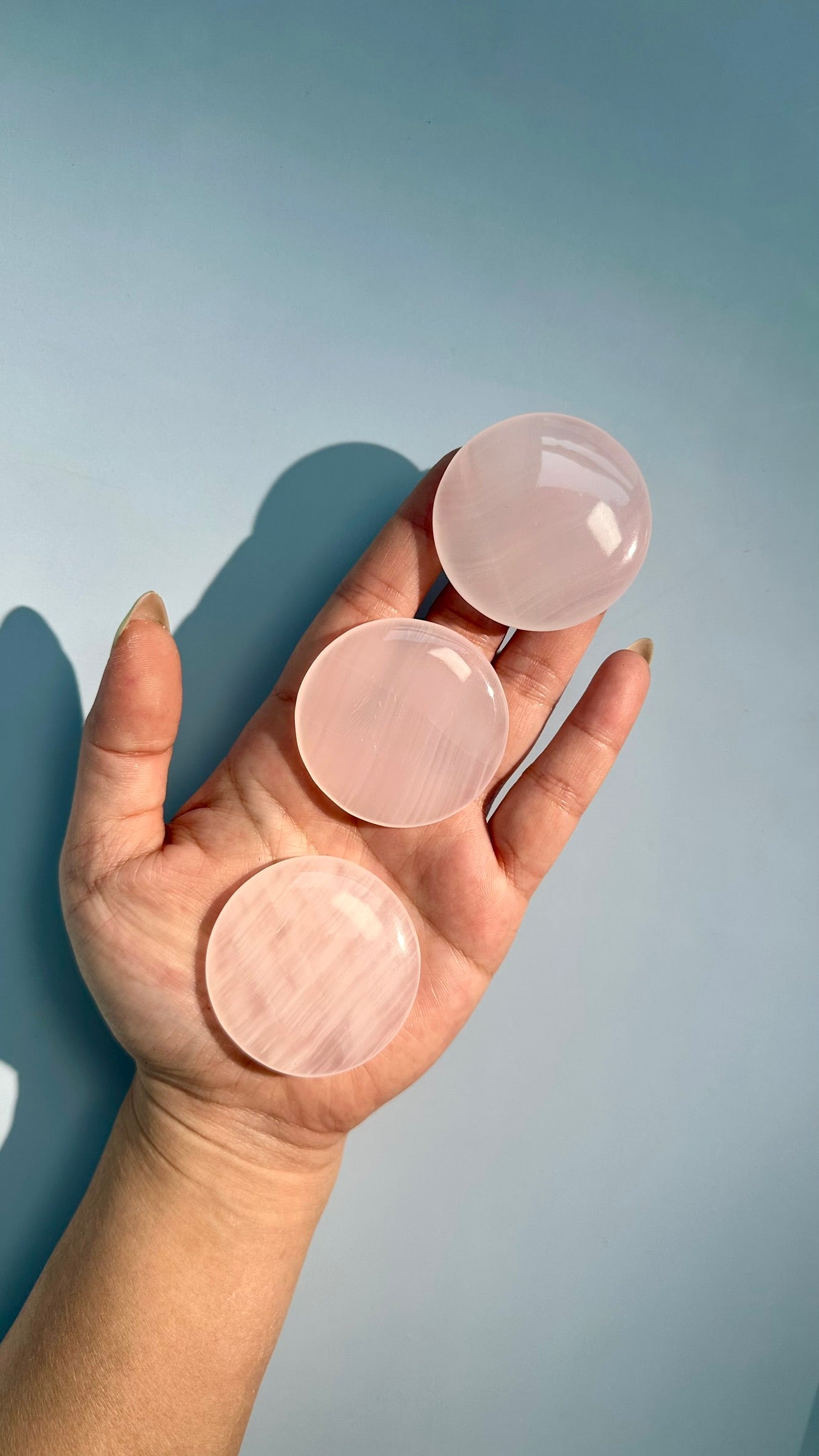 Pink Calcite Round Flat Palm (UV Reactive)