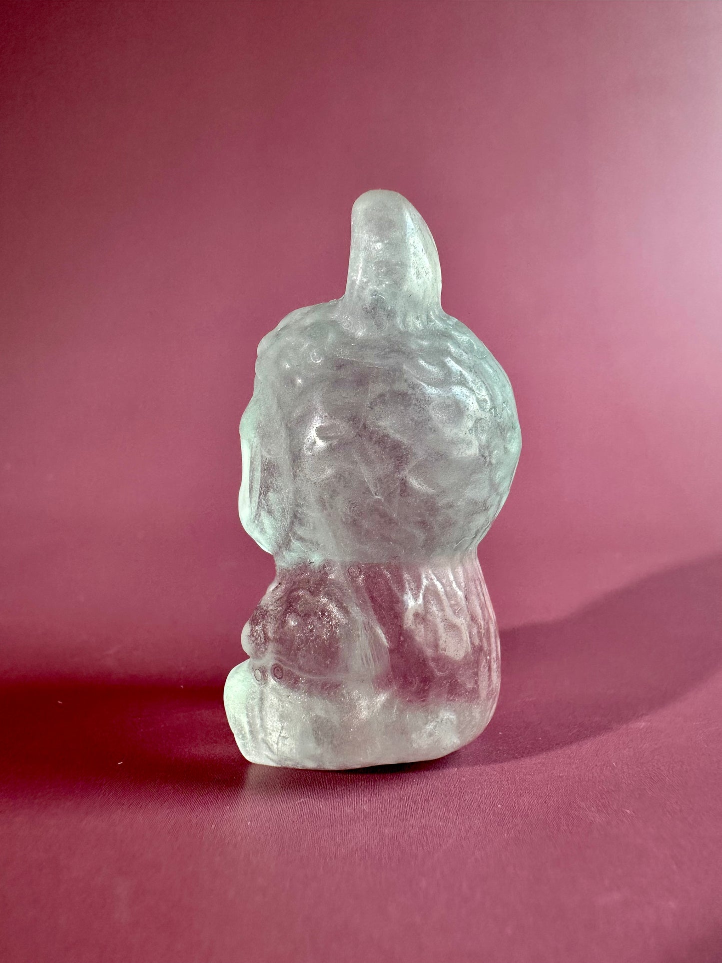 Rainbow Fluorite Sitting Lafufu Kawaii Forest Spirit Figurine Carving - Option  C