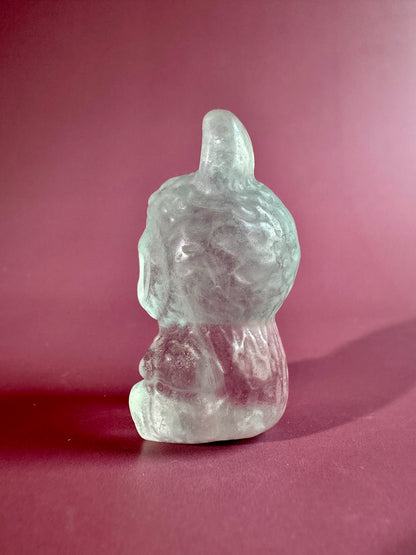 Rainbow Fluorite Sitting Lafufu Kawaii Forest Spirit Figurine Carving - Option  C