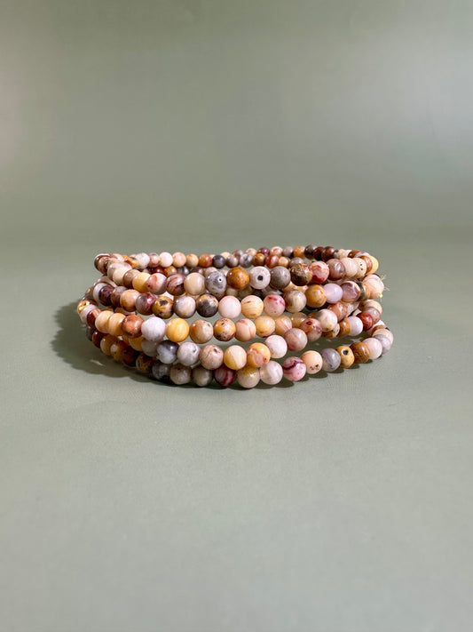 4mm Yellow Crazy Lace Agate Bracelet