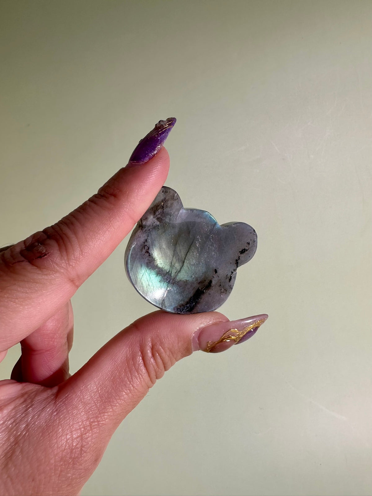 Labradorite Bear Worry Stone | Flashy Pocket Crystal