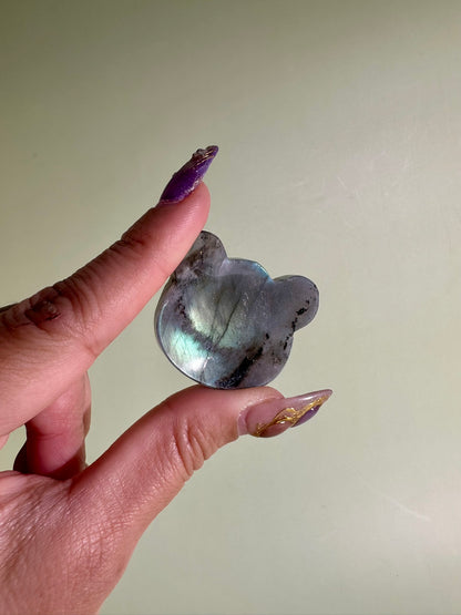 Labradorite Bear Worry Stone | Flashy Pocket Crystal